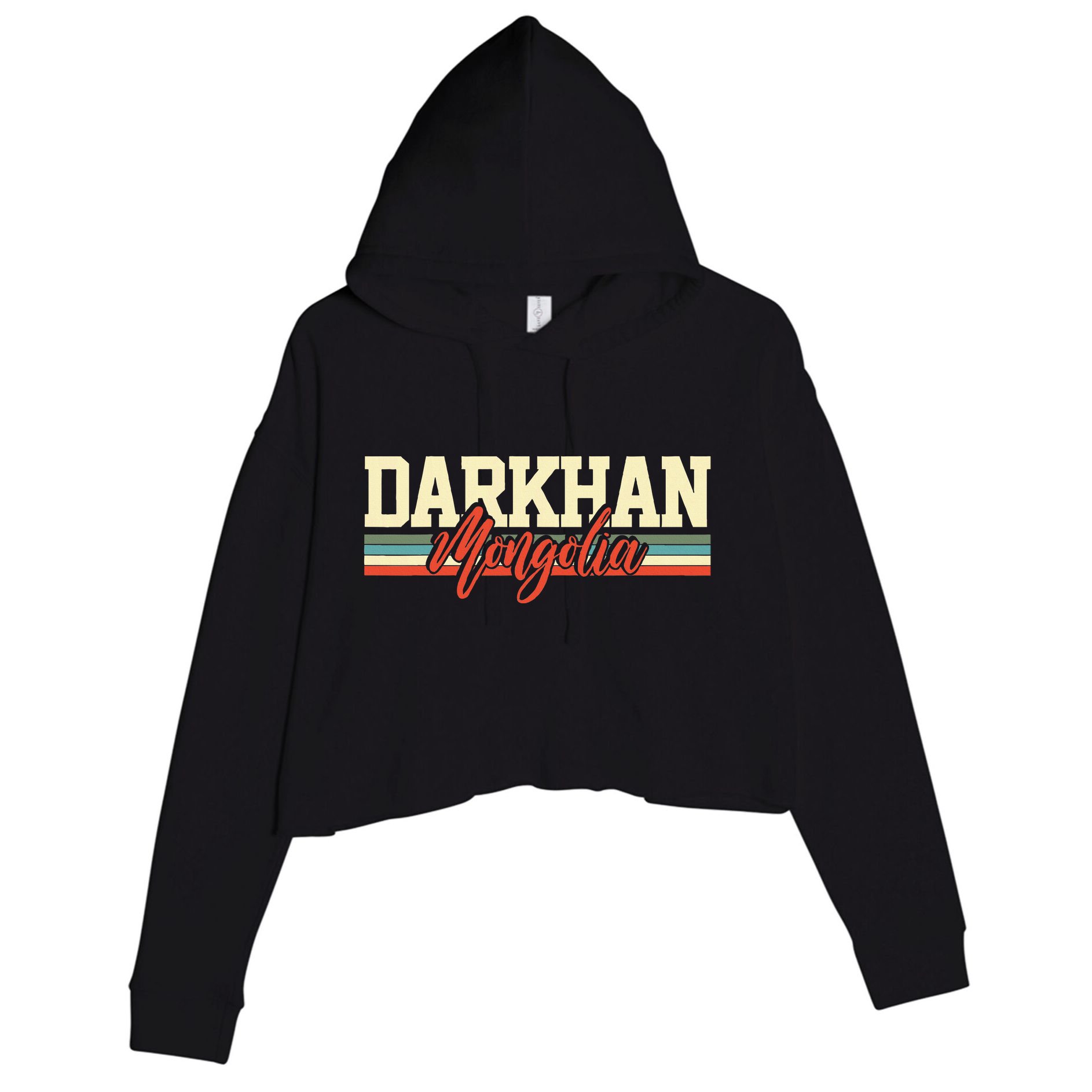 Darkhan Mongolia Travel Souvenir Retro Gift Crop Fleece Hoodie