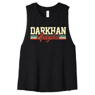 Darkhan Mongolia Travel Souvenir Retro Gift Women's Racerback Cropped Tank