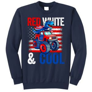 Dinosaur Monster Truck Dino 4th Of July Boy American Flag Sweatshirt