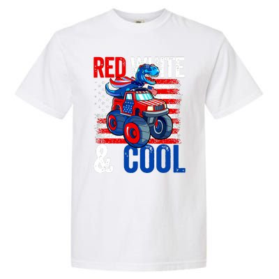 Dinosaur Monster Truck Dino 4th Of July Boy American Flag Garment-Dyed Heavyweight T-Shirt