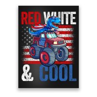 Dinosaur Monster Truck Dino 4th Of July American Flag Poster