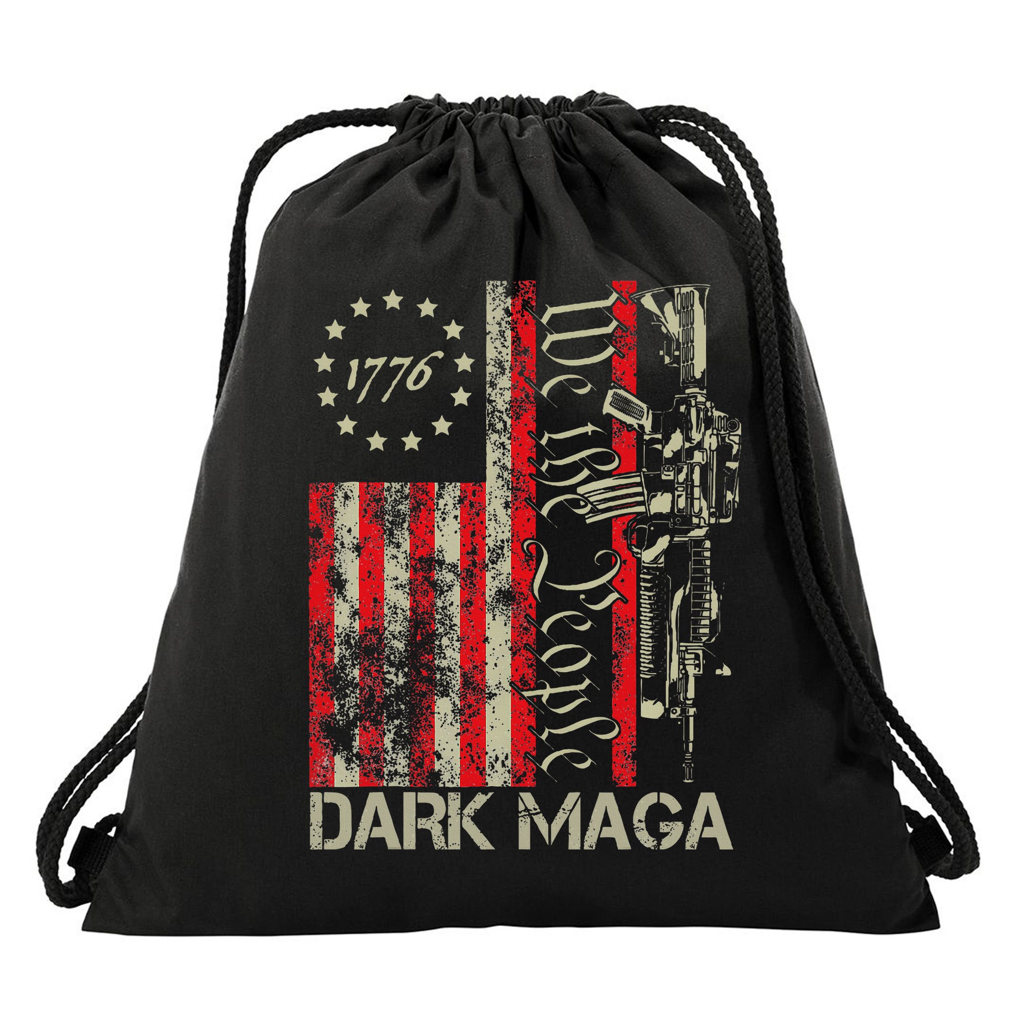 Dark Maga Trump 2024 Us Flag President Campaign Drawstring Bag