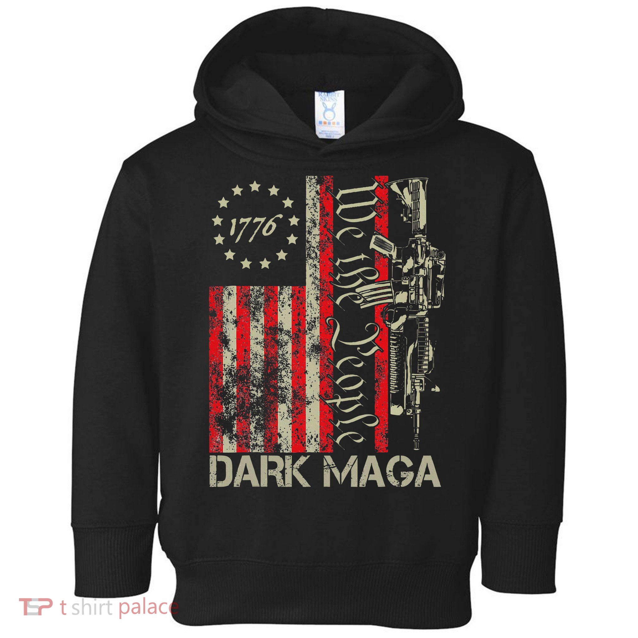 Dark Maga Trump 2024 Us Flag President Campaign Toddler Hoodie
