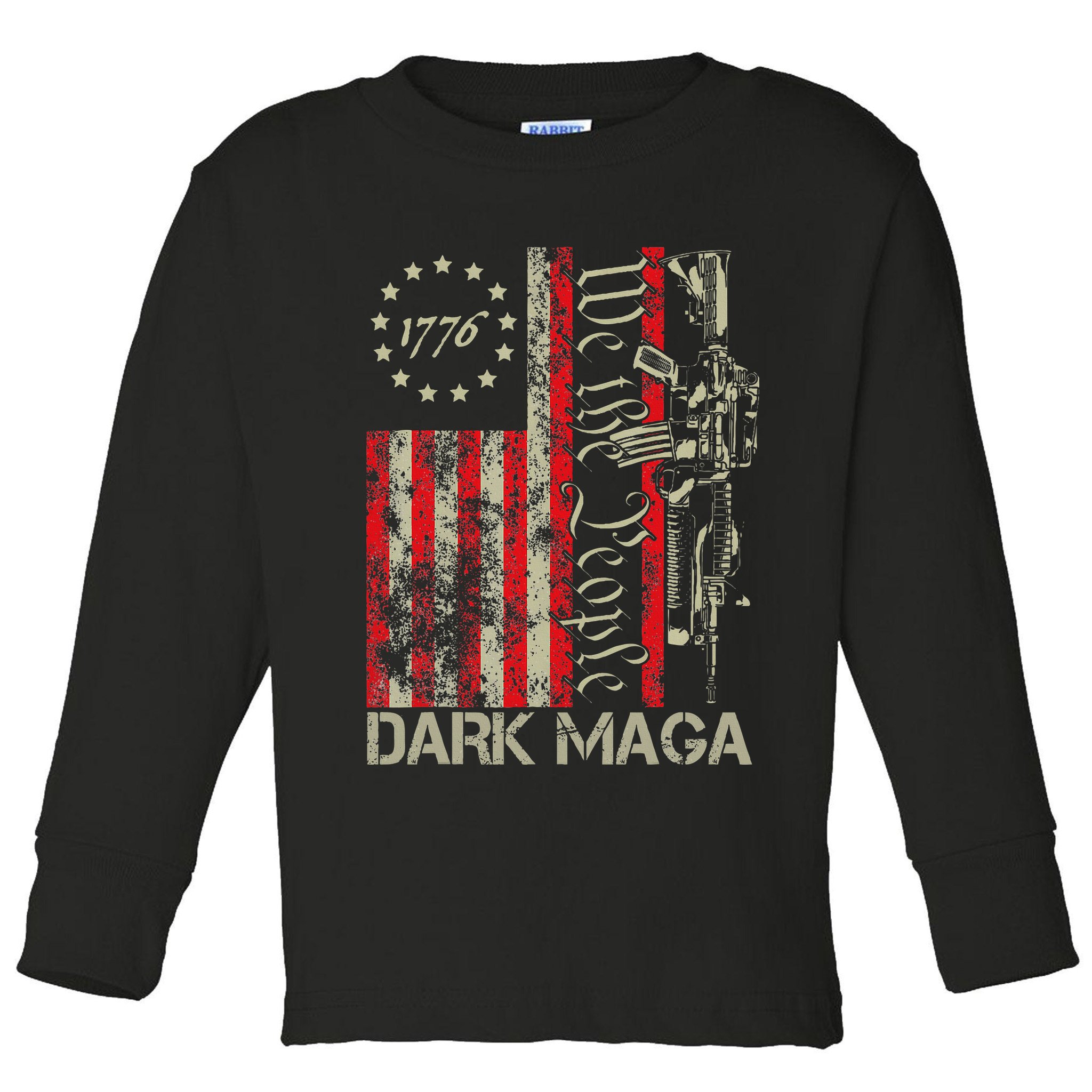Dark Maga Trump 2024 Us Flag President Campaign Toddler Long Sleeve Shirt