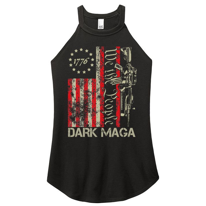 Dark Maga Trump 2024 Us Flag President Campaign Women's Perfect Tri Rocker Tank