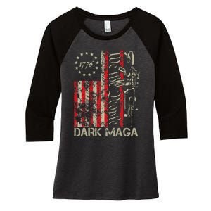 Dark Maga Trump 2024 Us Flag President Campaign Women's Tri-Blend 3/4-Sleeve Raglan Shirt