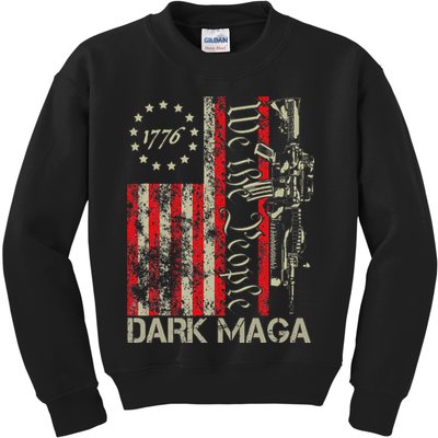 Dark Maga Trump 2024 Us Flag President Campaign Kids Sweatshirt