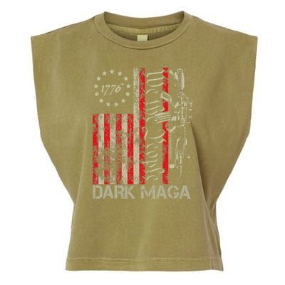 Dark Maga Trump 2024 Us Flag President Campaign Garment-Dyed Women's Muscle Tee