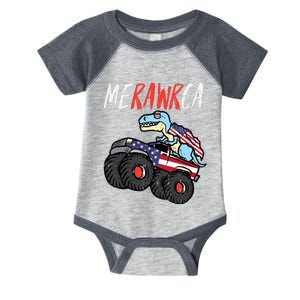 Dino Monster Truck Fourth Boy 4th Of July Infant Baby Jersey Bodysuit