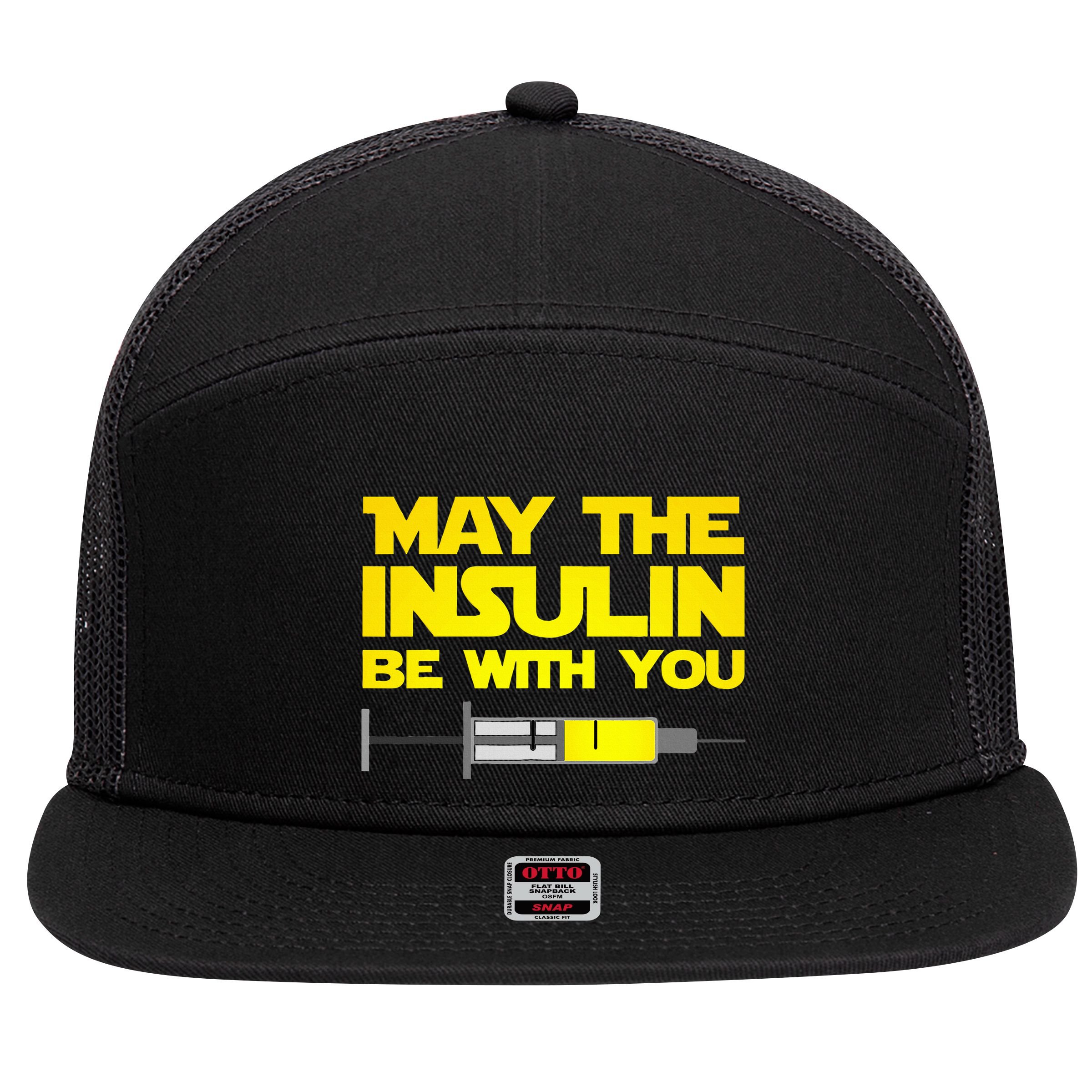Diabetes May The Insulin Be With You Gift 7 Panel Mesh Trucker Snapback Hat