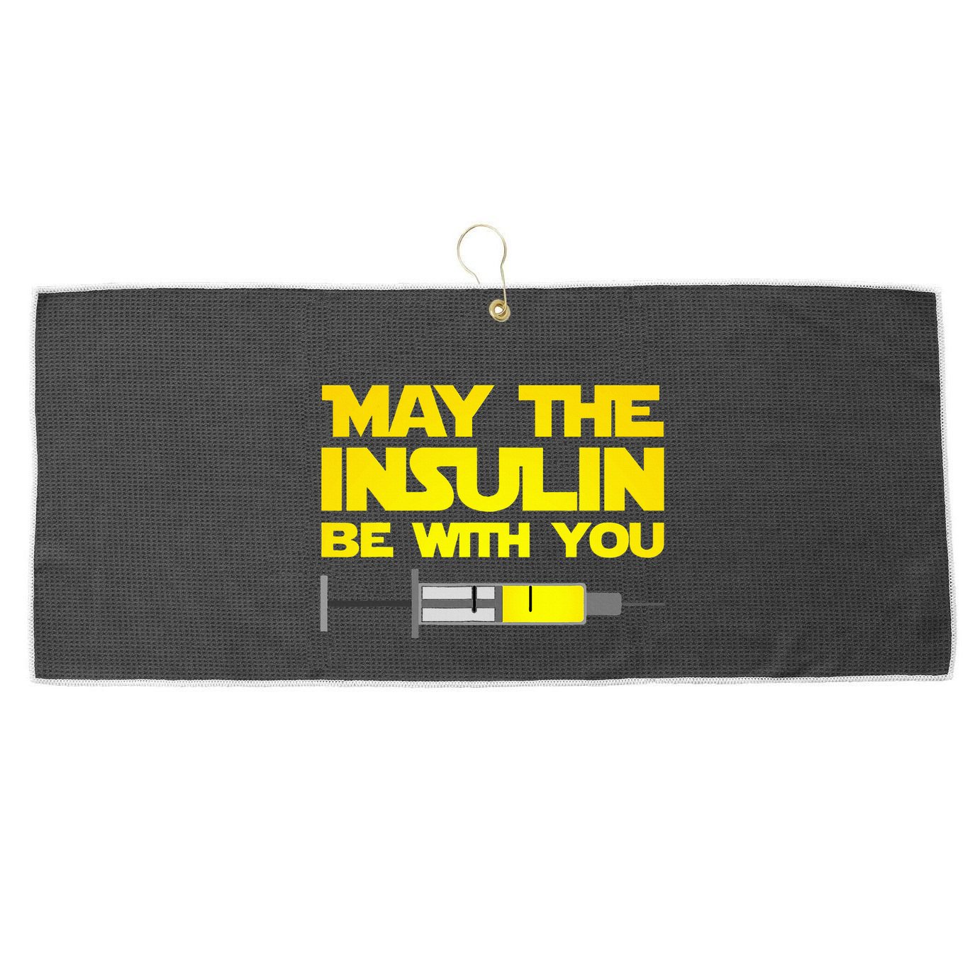 Diabetes May The Insulin Be With You Gift Large Microfiber Waffle Golf Towel