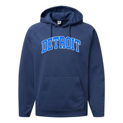 Detroit Michigan Throwback Design Classic Performance Fleece Hoodie