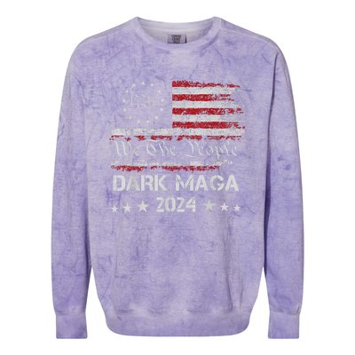 Dark Maga Trump 2024 Us Flag Vintage President Campaign Colorblast Crewneck Sweatshirt