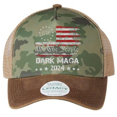 Dark Maga Trump 2024 Us Flag Vintage President Campaign Legacy Tie Dye Trucker Hat