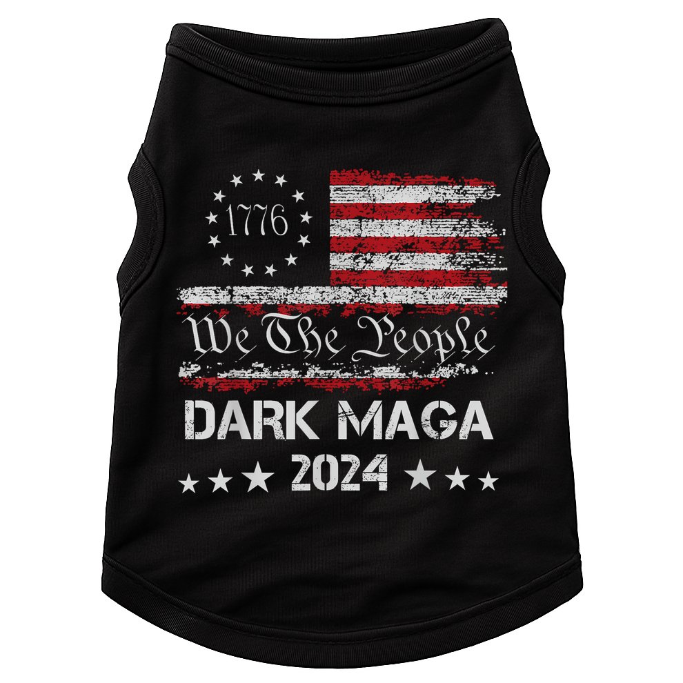 Dark Maga Trump 2024 Us Flag Vintage President Campaign Doggie Tank