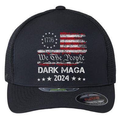 Dark Maga Trump 2024 Us Flag Vintage President Campaign Flexfit Unipanel Trucker Cap