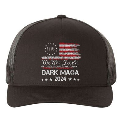 Dark Maga Trump 2024 Us Flag Vintage President Campaign Yupoong Adult 5-Panel Trucker Hat