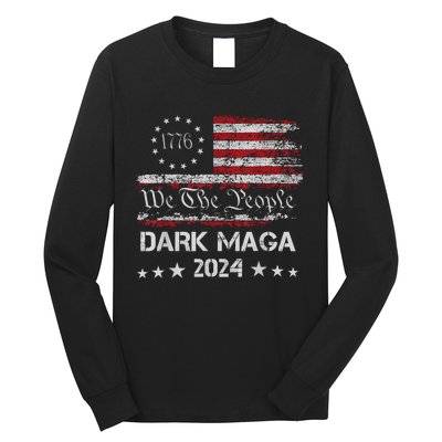 Dark Maga Trump 2024 Us Flag Vintage President Campaign Long Sleeve Shirt