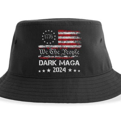 Dark Maga Trump 2024 Us Flag Vintage President Campaign Sustainable Bucket Hat