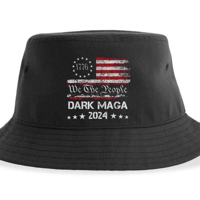 Dark Maga Trump 2024 Us Flag Vintage President Campaign Sustainable Bucket Hat