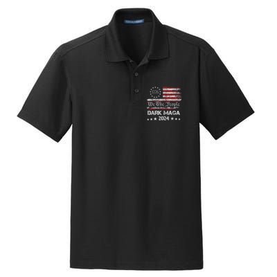 Dark Maga Trump 2024 Us Flag Vintage President Campaign Dry Zone Grid Polo