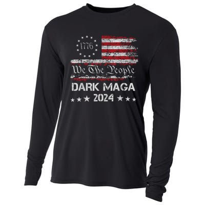 Dark Maga Trump 2024 Us Flag Vintage President Campaign Cooling Performance Long Sleeve Crew