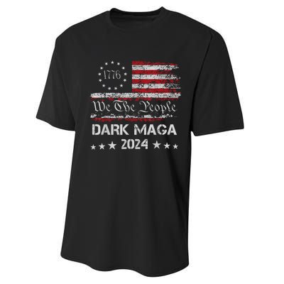 Dark Maga Trump 2024 Us Flag Vintage President Campaign Performance Sprint T-Shirt