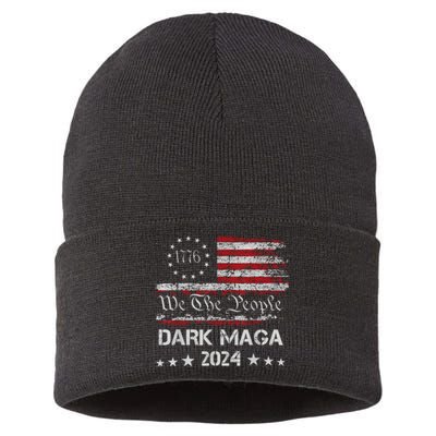 Dark Maga Trump 2024 Us Flag Vintage President Campaign Sustainable Knit Beanie