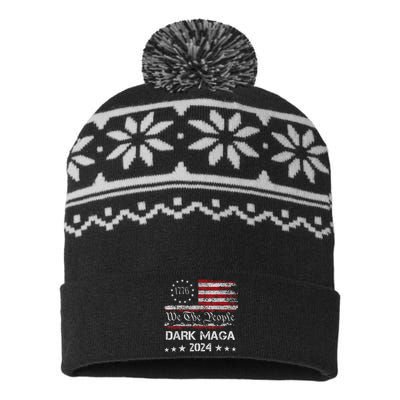 Dark Maga Trump 2024 Us Flag Vintage President Campaign USA-Made Snowflake Beanie