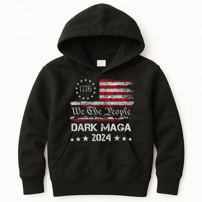 Dark Maga Trump 2024 Us Flag Vintage President Campaign Kids Hoodie