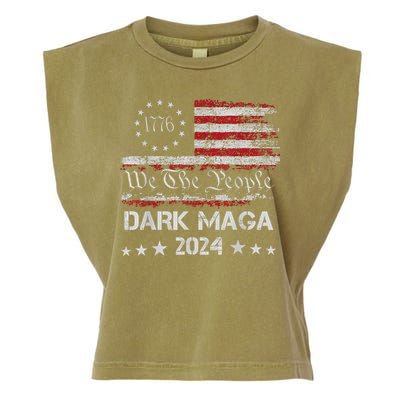 Dark Maga Trump 2024 Us Flag Vintage President Campaign Garment-Dyed Women's Muscle Tee