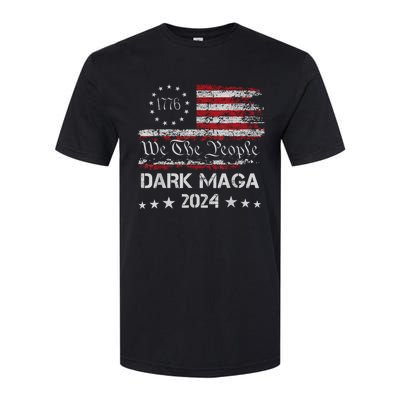 Dark Maga Trump 2024 Us Flag Vintage President Campaign Softstyle CVC T-Shirt