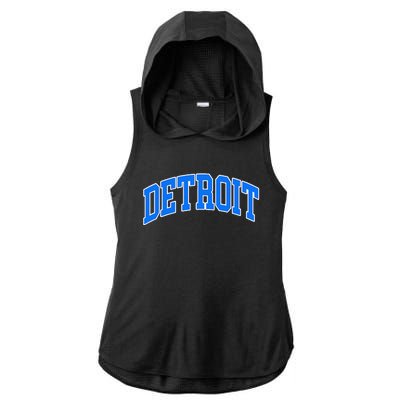 Detroit Michigan Throwback Design Classic Ladies PosiCharge Tri-Blend Wicking Draft Hoodie Tank