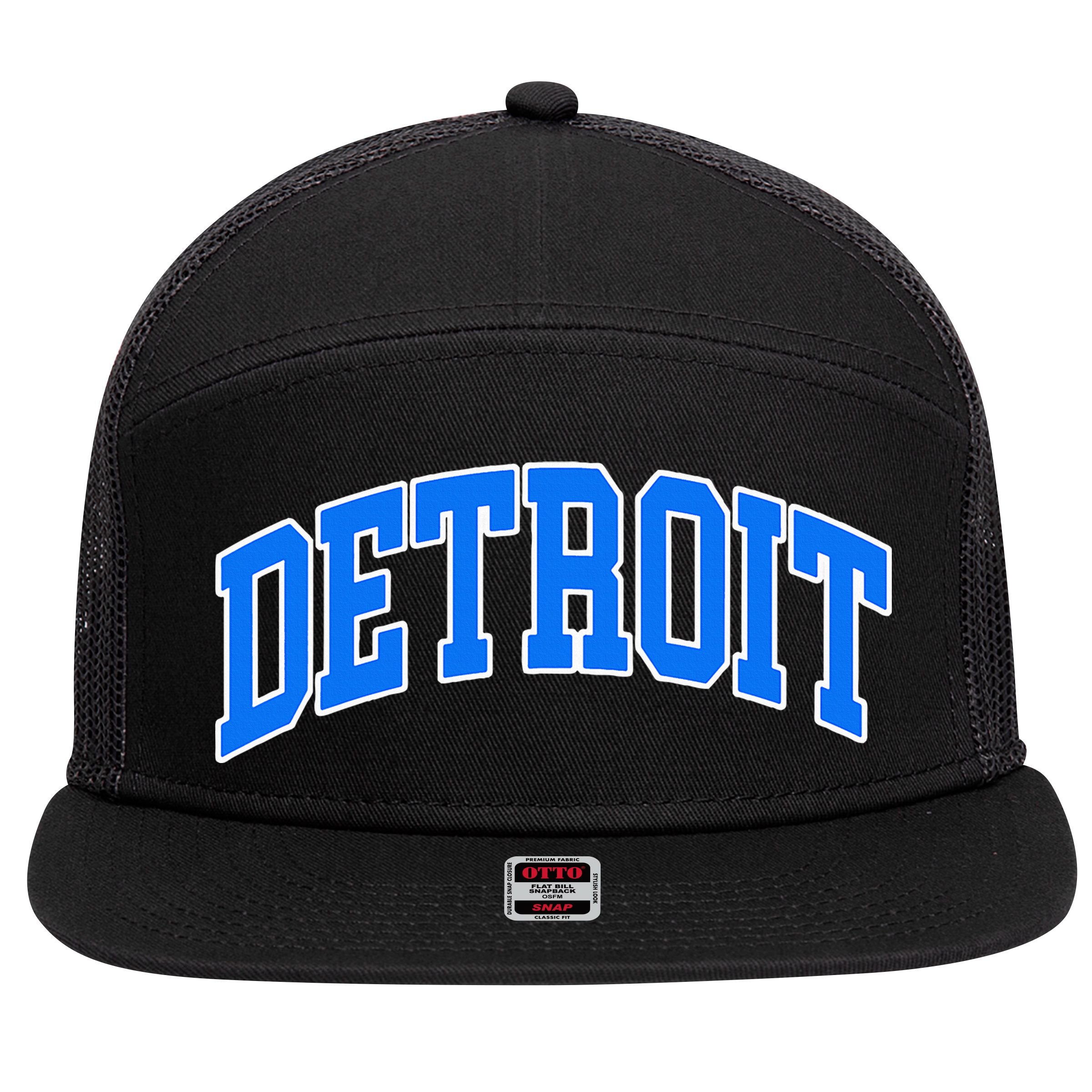 Detroit Michigan Throwback Design Classic 7 Panel Mesh Trucker Snapback Hat