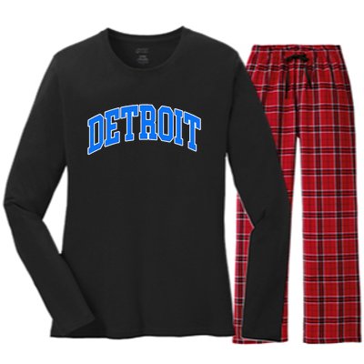 Detroit Michigan Throwback Design Classic Women's Long Sleeve Flannel Pajama Set 