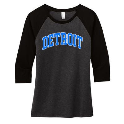 Detroit Michigan Throwback Design Classic Women's Tri-Blend 3/4-Sleeve Raglan Shirt