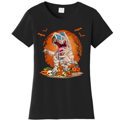 Dinosaur Mummy T Rex Pumpkin Skeleton Boy Halloween Women's T-Shirt