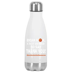 Dear Mom Thank You Gift Best Basketball Mom Ever Gift Stainless Steel Insulated Water Bottle