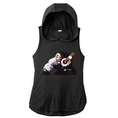 Dj Monkey Thinker Ladies PosiCharge Tri-Blend Wicking Draft Hoodie Tank