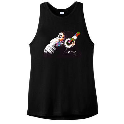 Dj Monkey Thinker Ladies PosiCharge Tri-Blend Wicking Tank