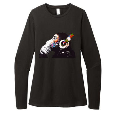 Dj Monkey Thinker Womens CVC Long Sleeve Shirt