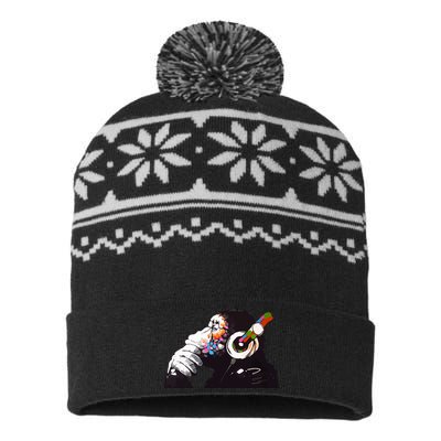 Dj Monkey Thinker USA-Made Snowflake Beanie