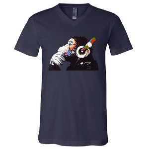 Dj Monkey Thinker V-Neck T-Shirt