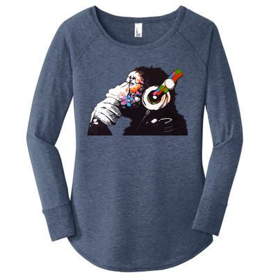 Dj Monkey Thinker Women's Perfect Tri Tunic Long Sleeve Shirt