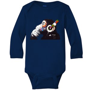 Dj Monkey Thinker Baby Long Sleeve Bodysuit