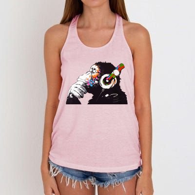 Dj Monkey Thinker Women's Knotted Racerback Tank