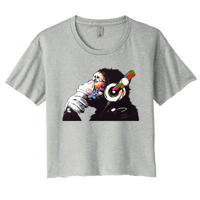 Dj Monkey Thinker Women's Crop Top Tee