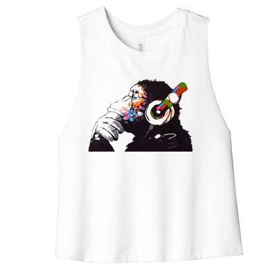 Dj Monkey Thinker Women's Racerback Cropped Tank