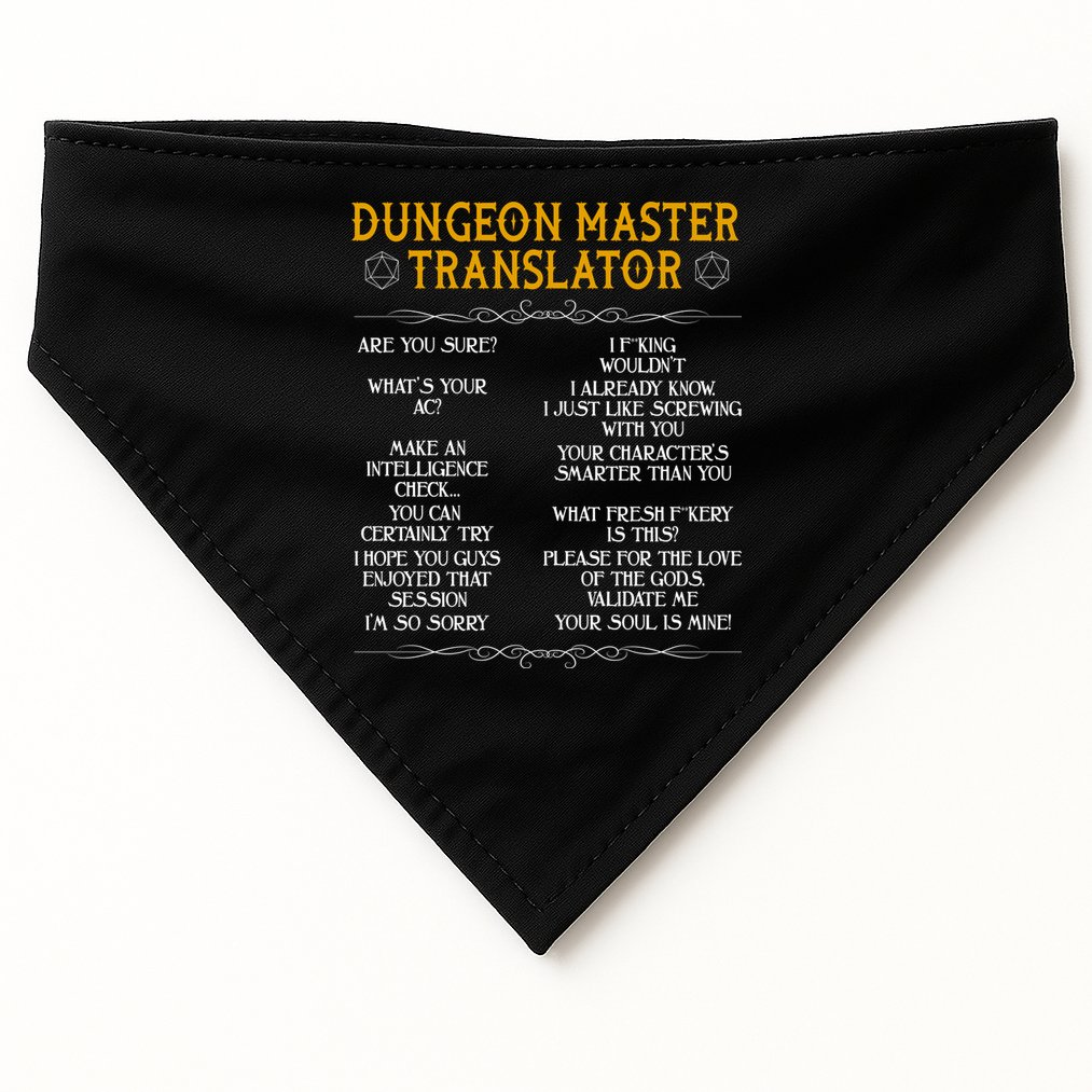 Dungeon Master Translator Funny USA-Made Doggie Bandana