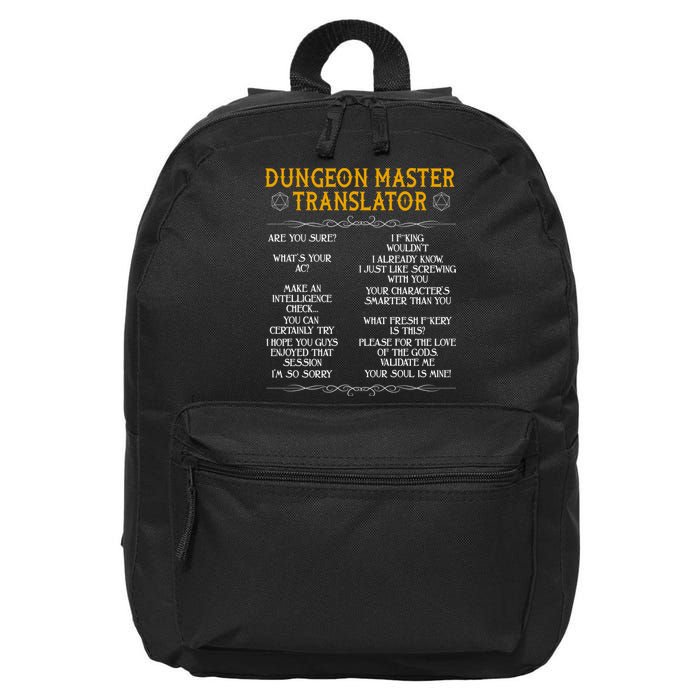 Dungeon Master Translator Funny 16 in Basic Backpack